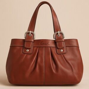 Coach Legacy Pleated Brown Leather Tote Shoulder Bag F14547